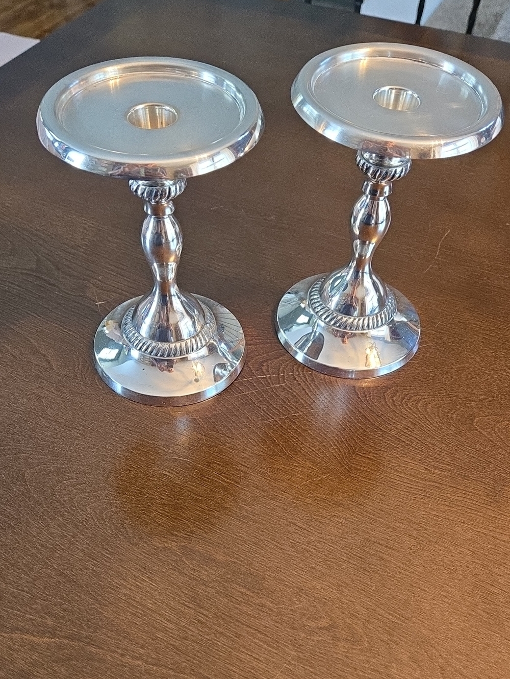 Pottery Barn Silver Candlestick Pair - Classic Silver Finish